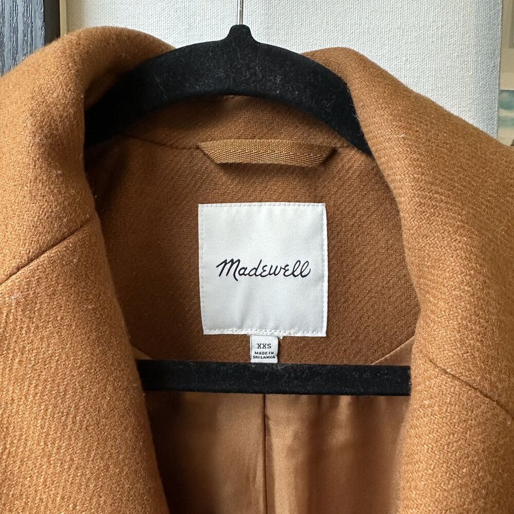 Madewell Brown Wool Long Coat // Size XXS - Picture 6 of 7